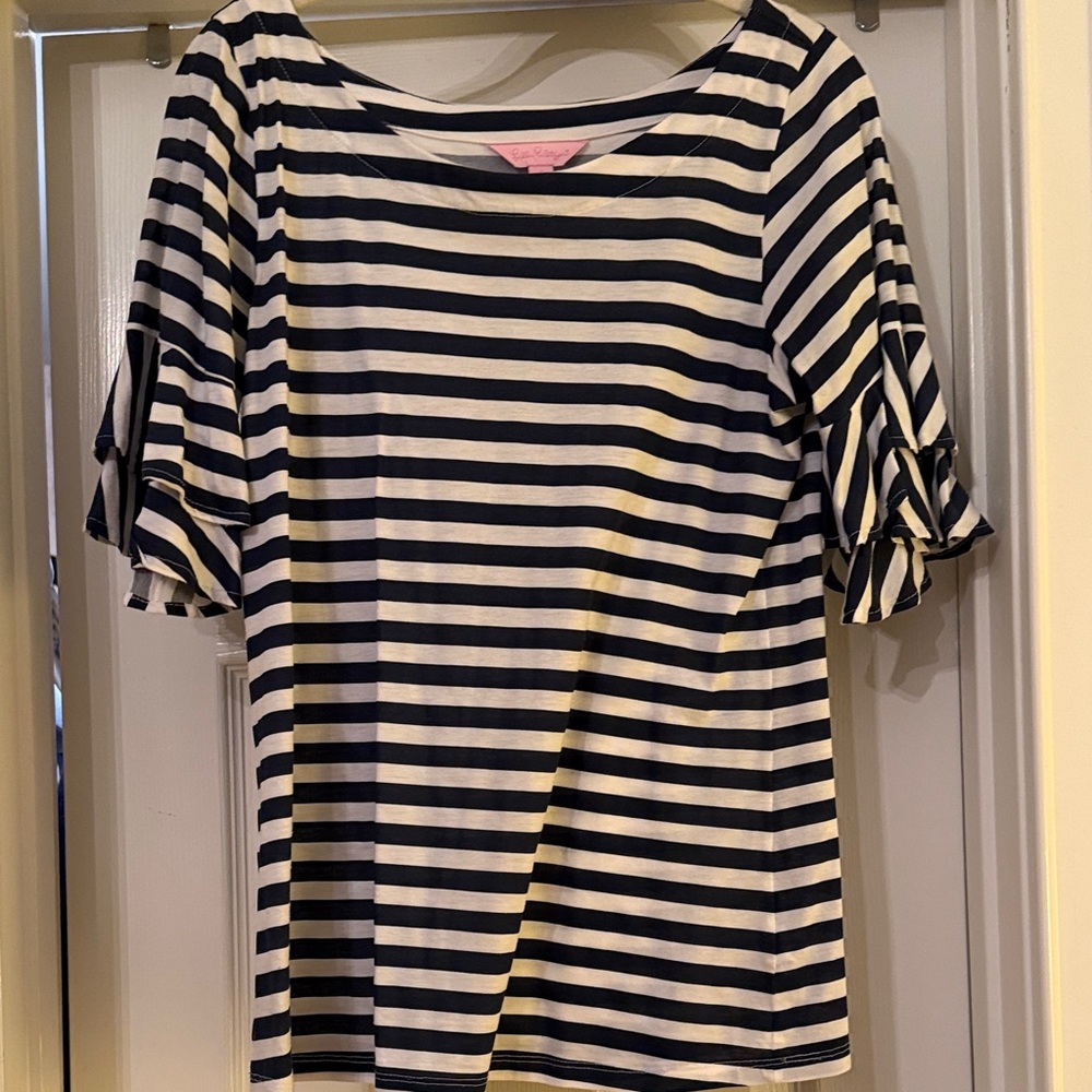 Striped Navy and Cream/white Women's Top